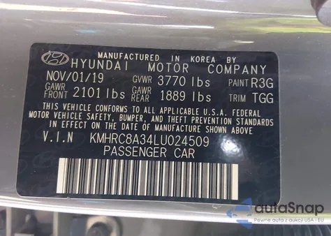 2020 Hyundai Venue Sel from USA, damaged, VIN KMHRC8A34LU024509